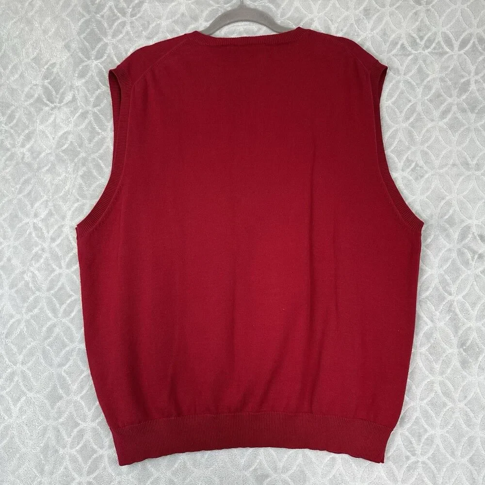 Vtg 90s Cleveland Indians Sweater Vest Mens XL Red Pima Cotton MLB Baseball RARE